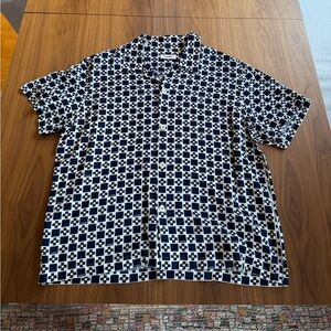 Sandro Navy and White Patterned Men's Shirt